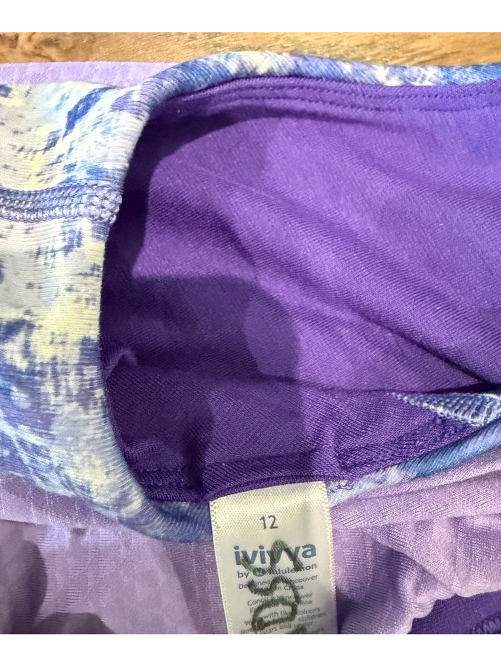 Lavender One-Piece with Blue Patterned Racerback - Picture 3 of 3